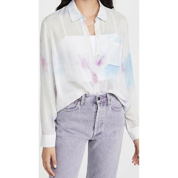 Rails Anna Top Aurora White Tie Dye Long Sleeve S NWOT $148 - Picture 2 of 7